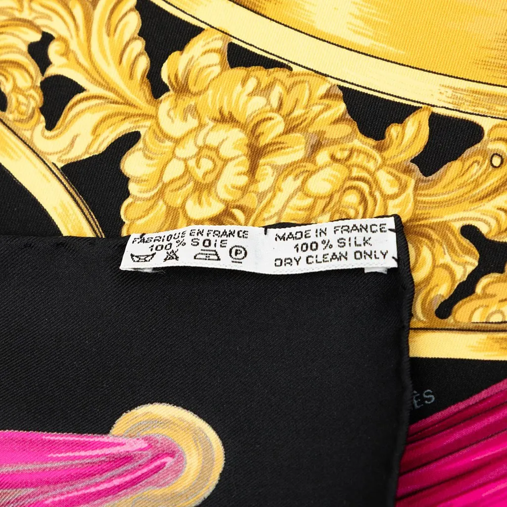 Hermès Etriers Silk Scarf 90 Black Very good - Back View