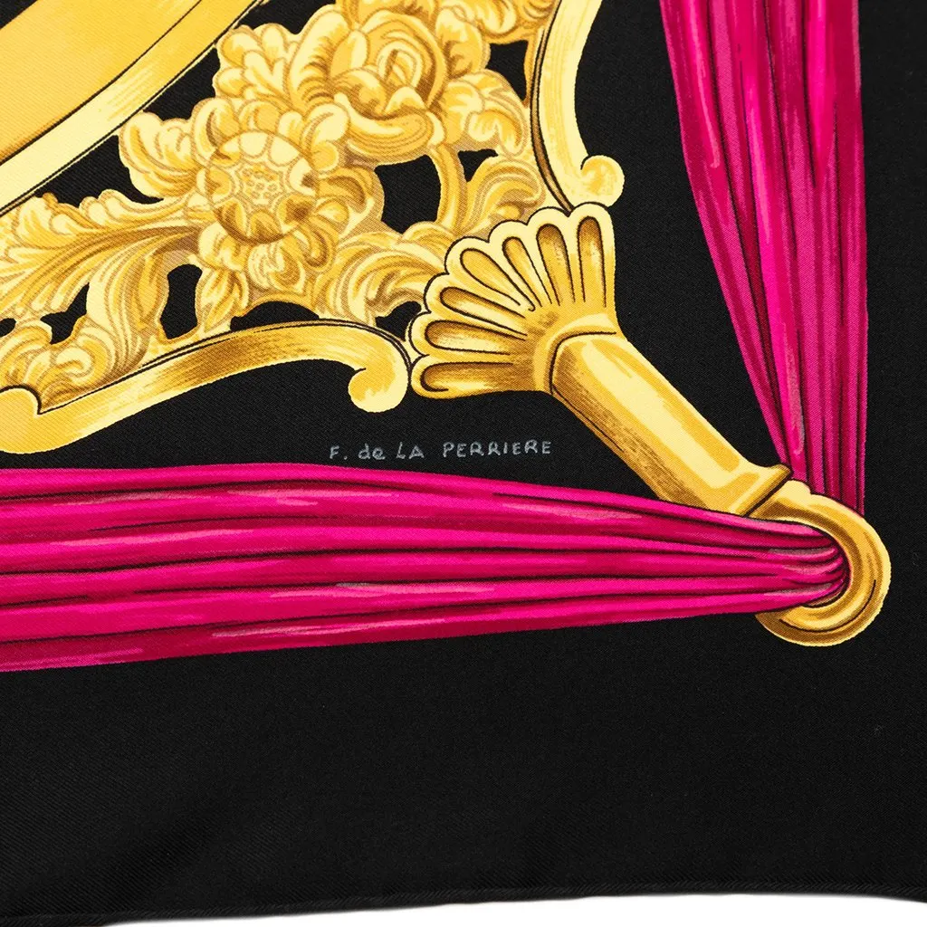 Hermès Etriers Silk Scarf 90 Black Very good - Box View
