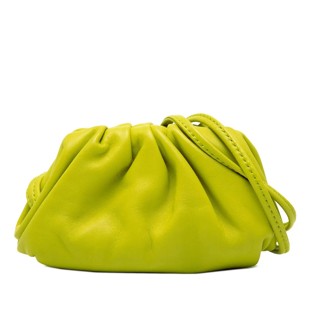 Bottega Veneta Lambskin The Extra Mini Pouch Crossbody Green Leather Very good - Front View