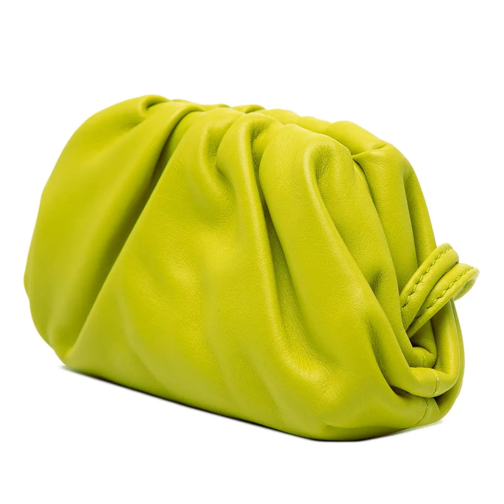 Bottega Veneta Lambskin The Extra Mini Pouch Crossbody Green Leather Very good - Back View