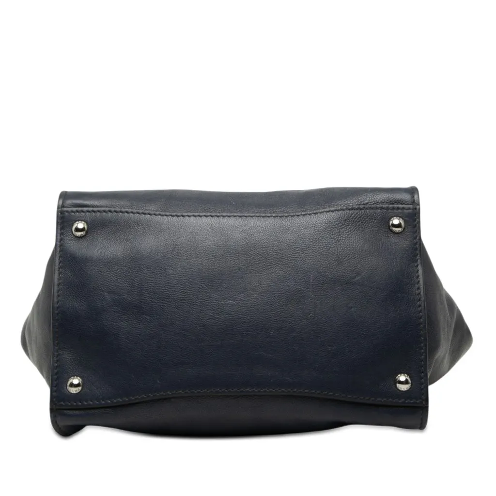Prada Glace Calf Twin Pocket Double Handle Satchel Blue Leather Very good - Inside View