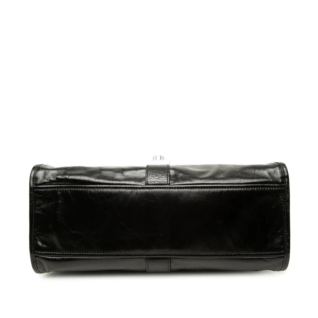 Prada Medium Glossy Calfskin Shoulder Bag Black Leather Good - Inside View