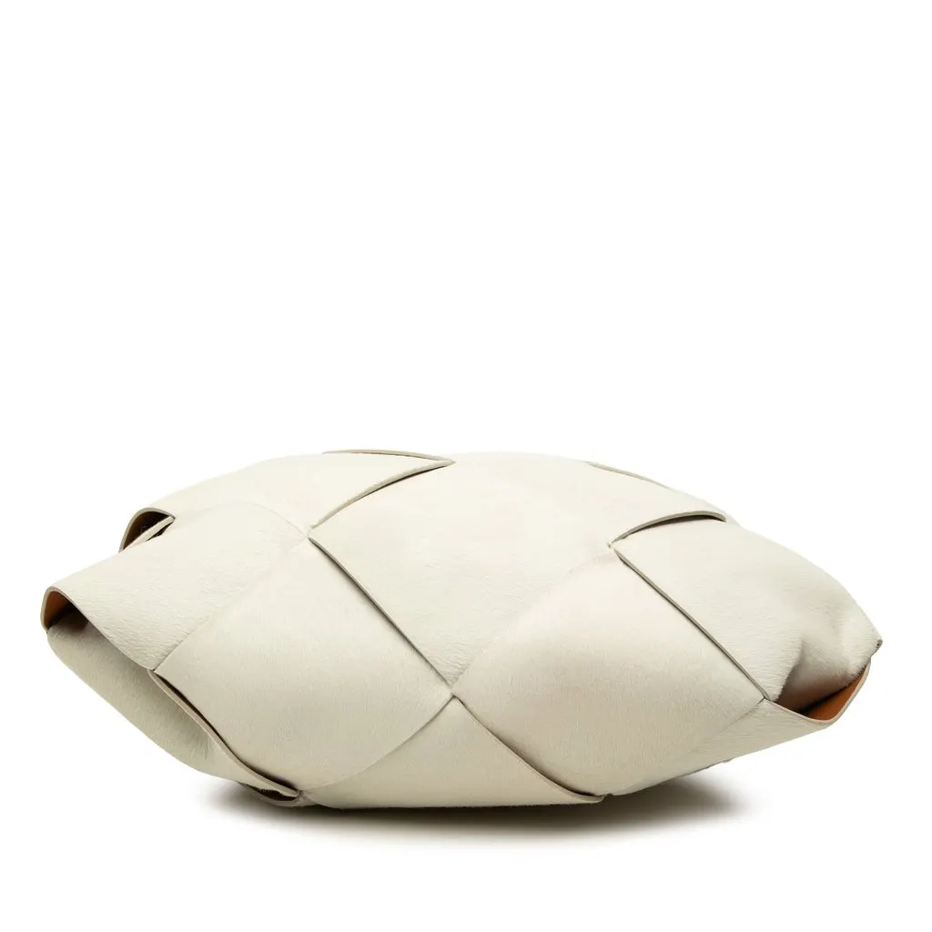 Bottega Veneta Medium Pony Hair Maxi Intrecciato Slip Tote White Leather Very good - Inside View