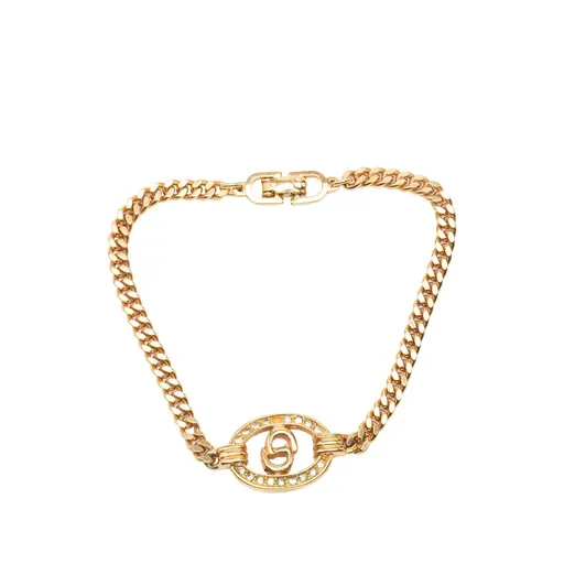 Dior Gold Plated Strass CD Logo Chain Bracelet