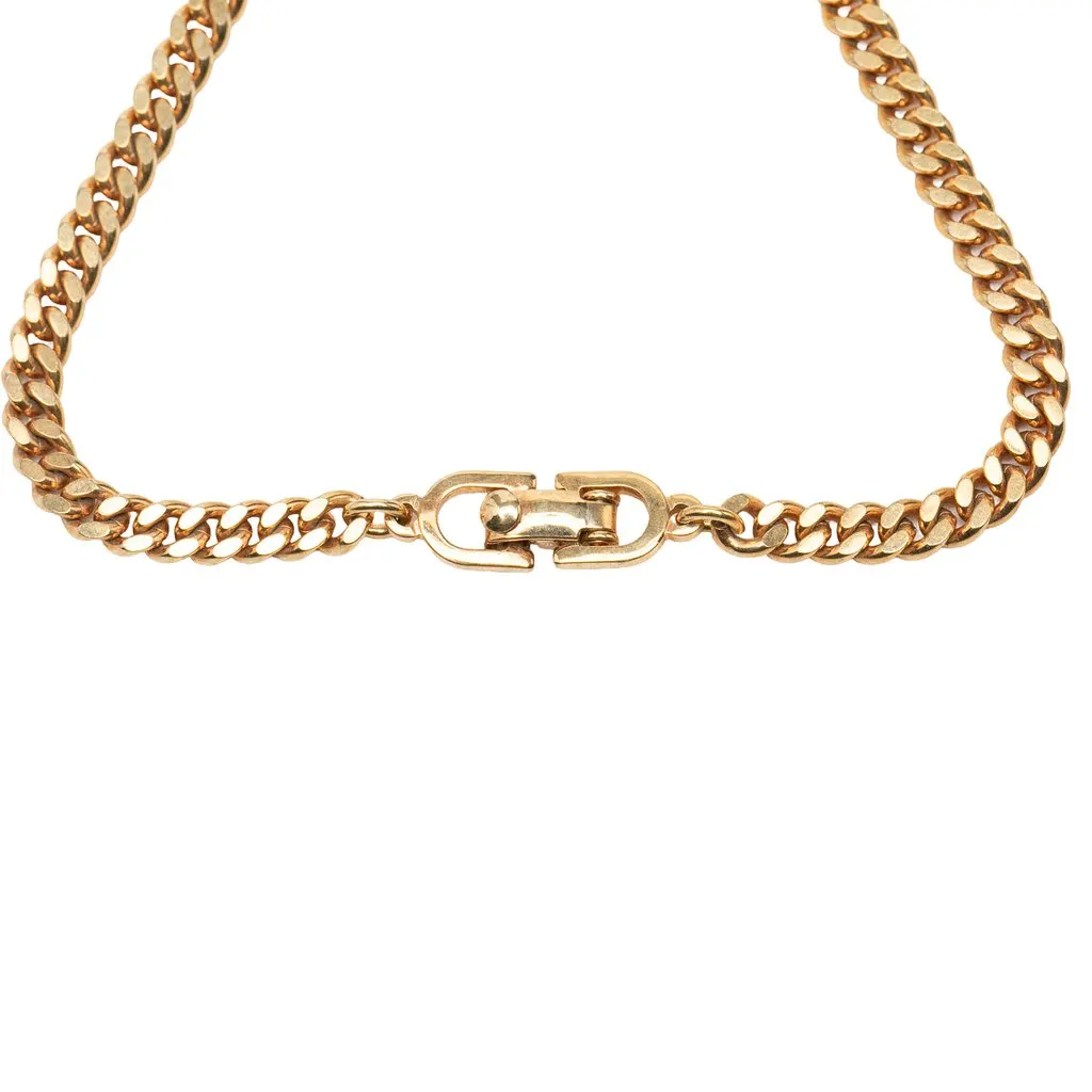 Dior Gold Plated Strass CD Logo Chain Bracelet Gold Metal Good - Model View