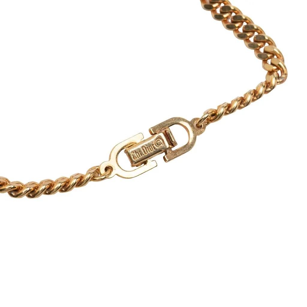 Dior Gold Plated Strass CD Logo Chain Bracelet Gold Metal Good - Box View