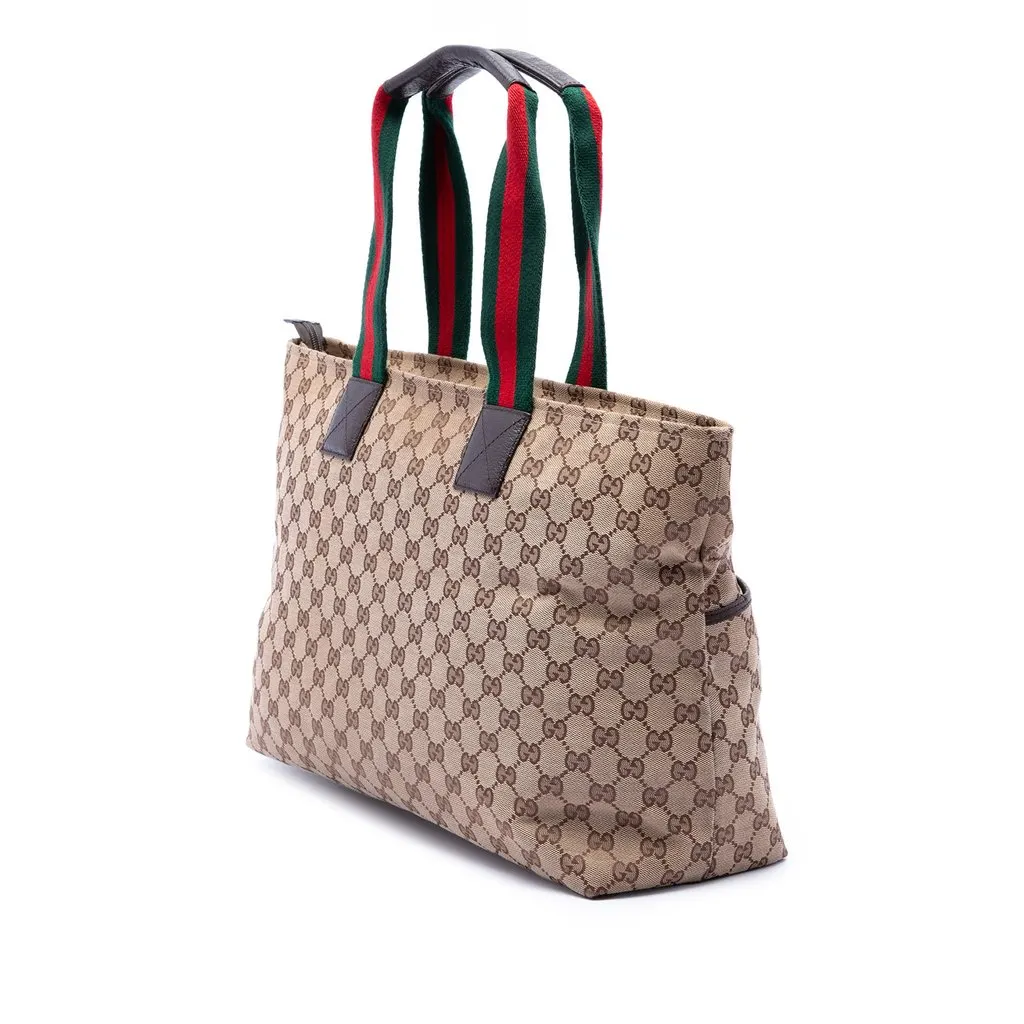 Gucci GG Canvas Web Tote Beige Very good - Back View