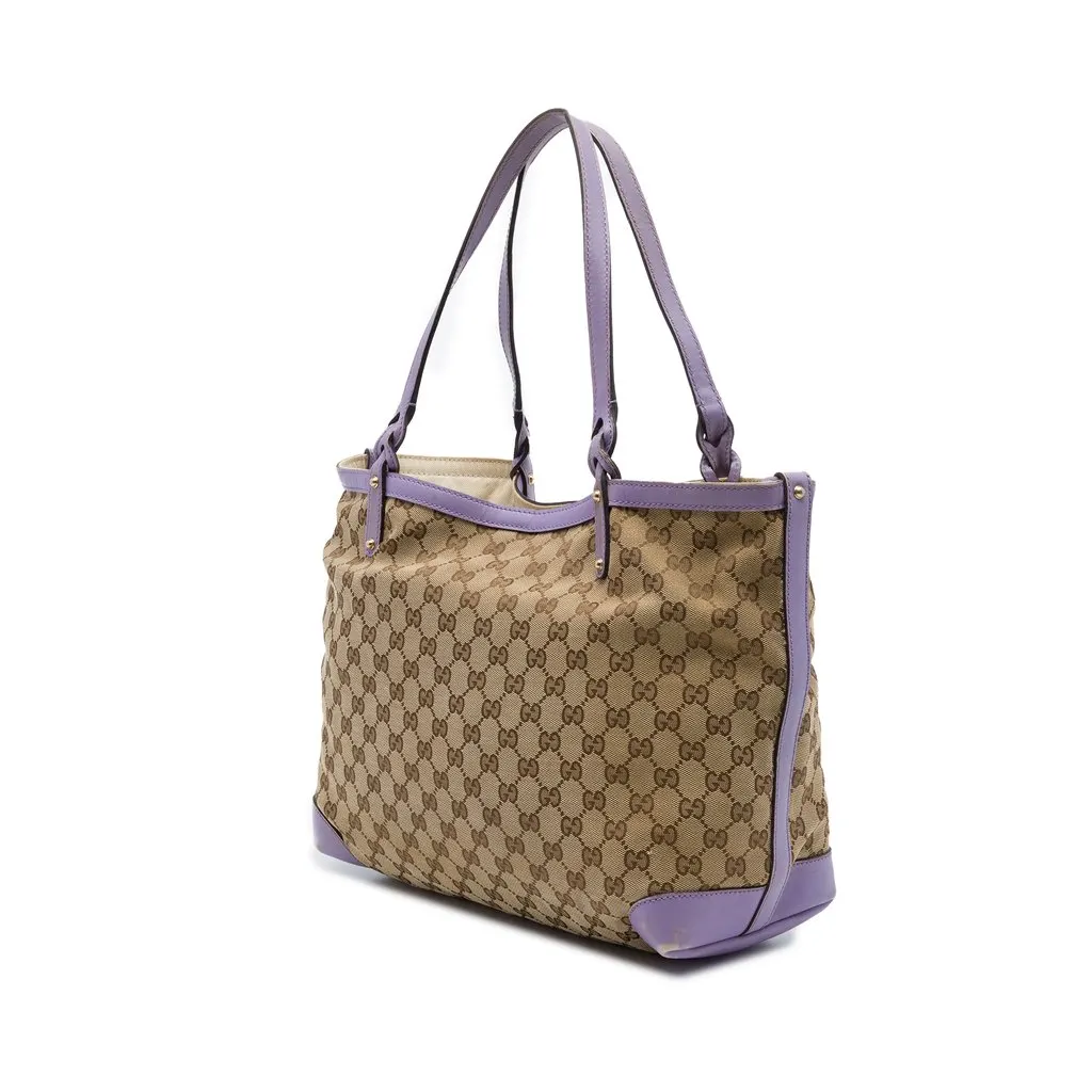 Gucci Medium GG Canvas Craft Tote Beige Canvas Good - Back View