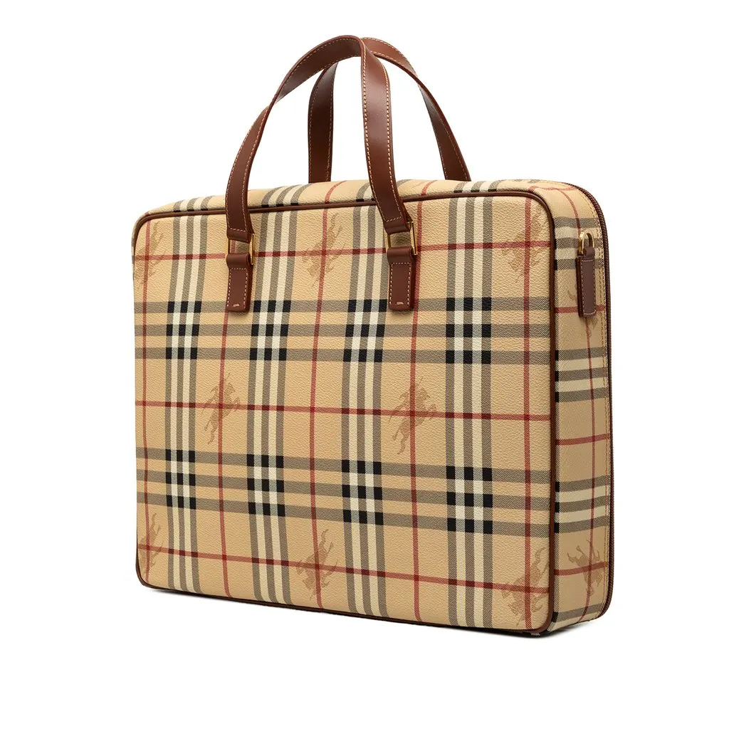 Burberry Haymarket Check Coated Canvas Business Bag Beige Very good - Back View