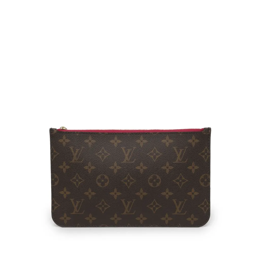 Louis Vuitton Monogram Neverfull MM Pouch Brown Canvas Very good - Front View