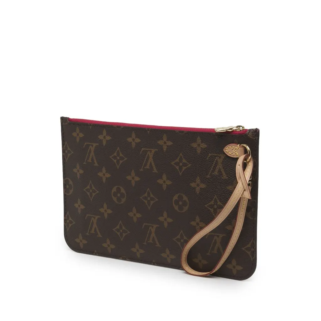 Louis Vuitton Monogram Neverfull MM Pouch Brown Canvas Very good - Back View