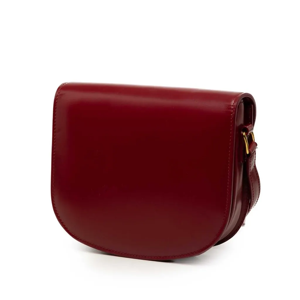 Celine Teen Shiny Calfskin Triomphe Besace Clea Crossbody Red Leather Very good - Back View