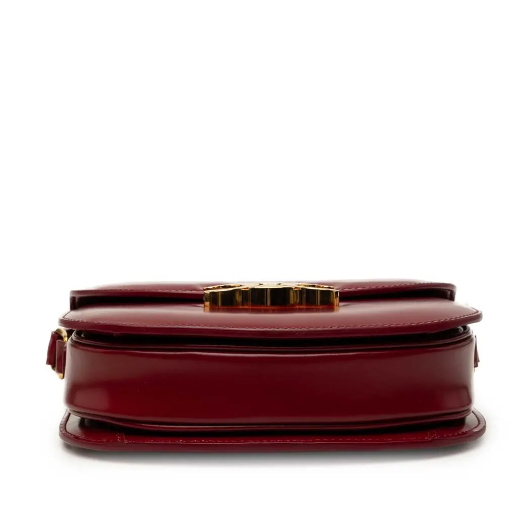 Celine Teen Shiny Calfskin Triomphe Besace Clea Crossbody Red Leather Very good - Inside View