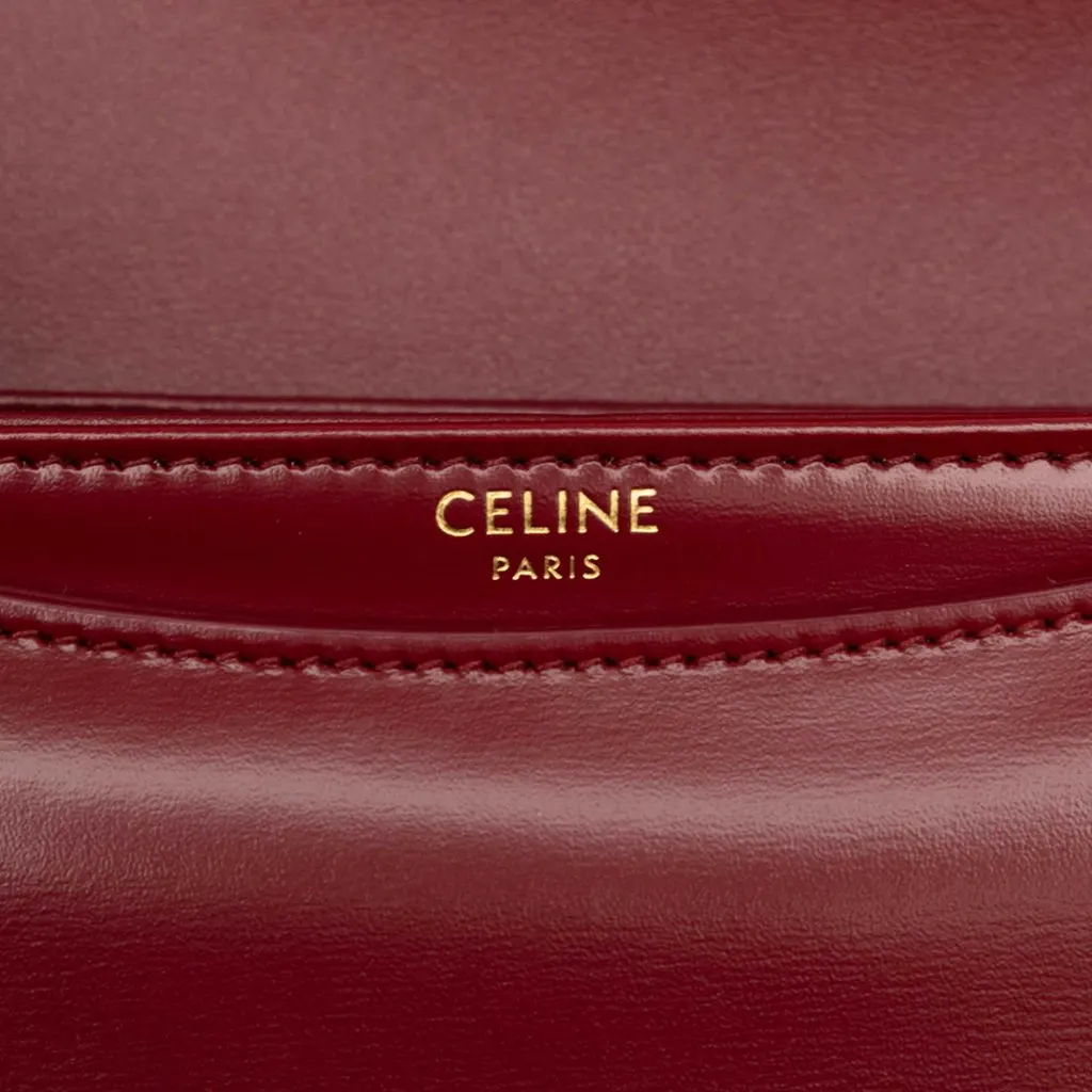 Celine Teen Shiny Calfskin Triomphe Besace Clea Crossbody Red Leather Very good - Model View