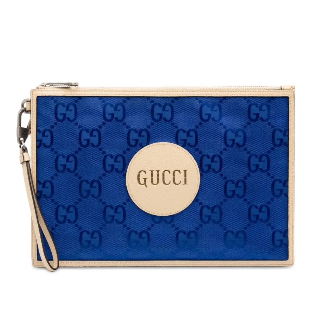 Gucci GG Nylon Off the Grid Clutch Blue Polyamide Very good - Front View
