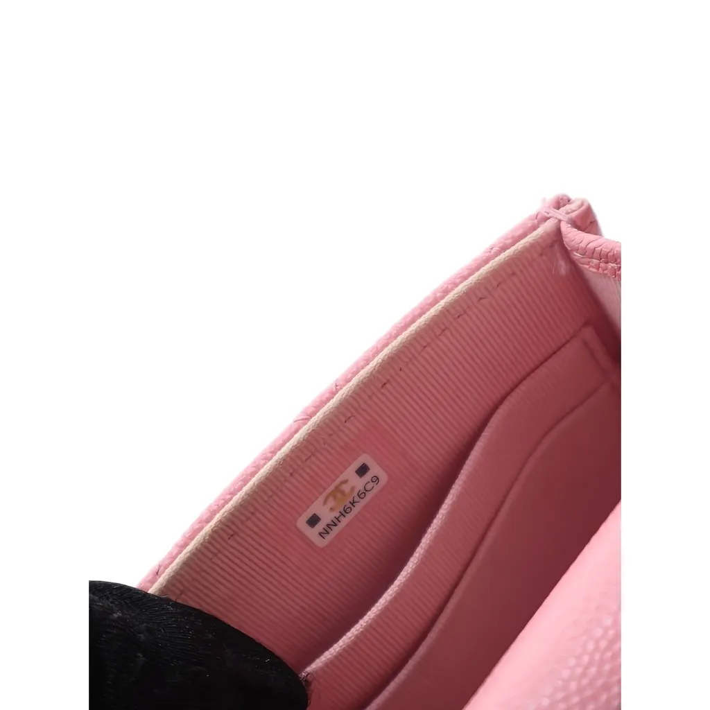 Chanel Mini CC Quilted Caviar Top Handle Clutch with Chain Pink Leather Good - Box View