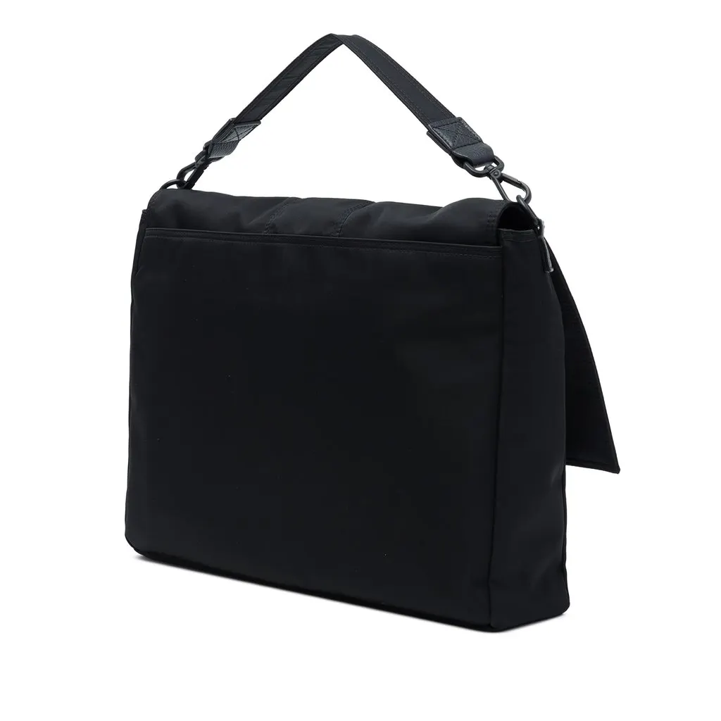 Fendi Nylon Baguette Messenger Bag Black Very good - Back View