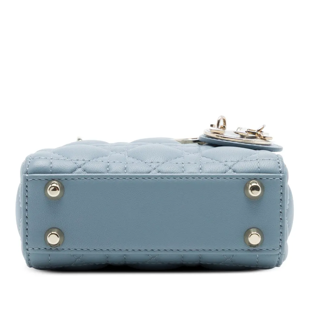 Dior Micro Lambskin Cannage Lady Dior Blue Leather Very good - Inside View
