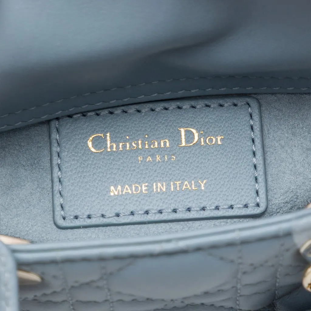 Dior Micro Lambskin Cannage Lady Dior Blue Leather Very good - Box View