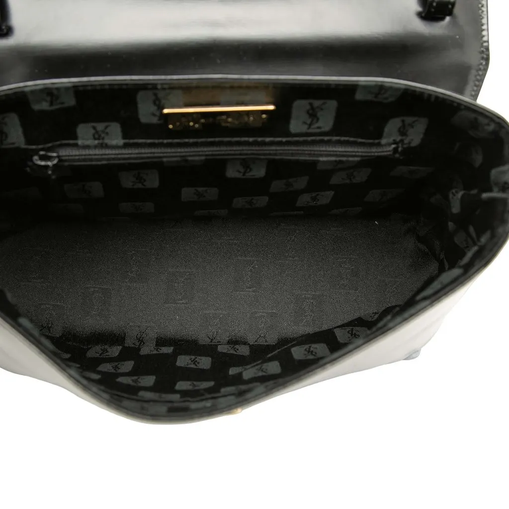 Saint Laurent Leather Logo Charm Top Handle Bag Black Leather Very good - Model View