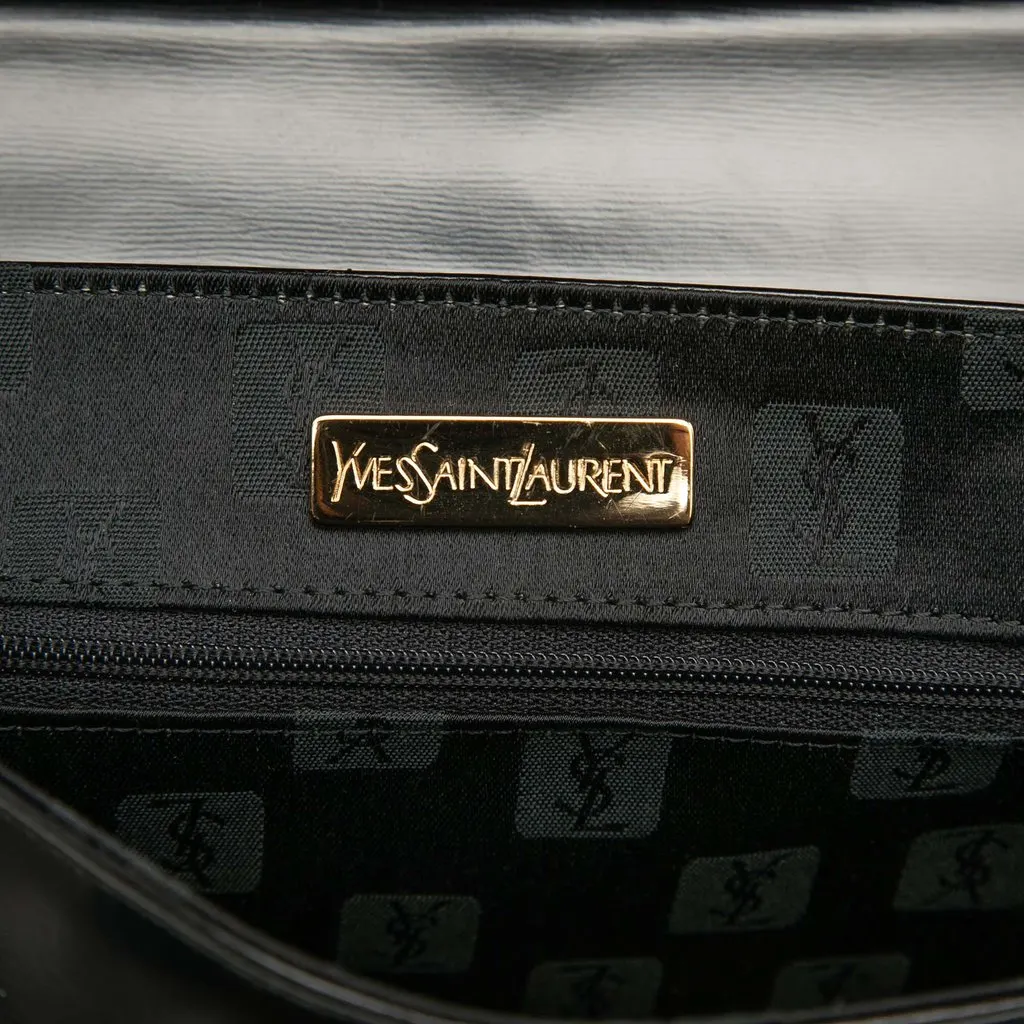 Saint Laurent Leather Logo Charm Top Handle Bag Black Leather Very good - Box View