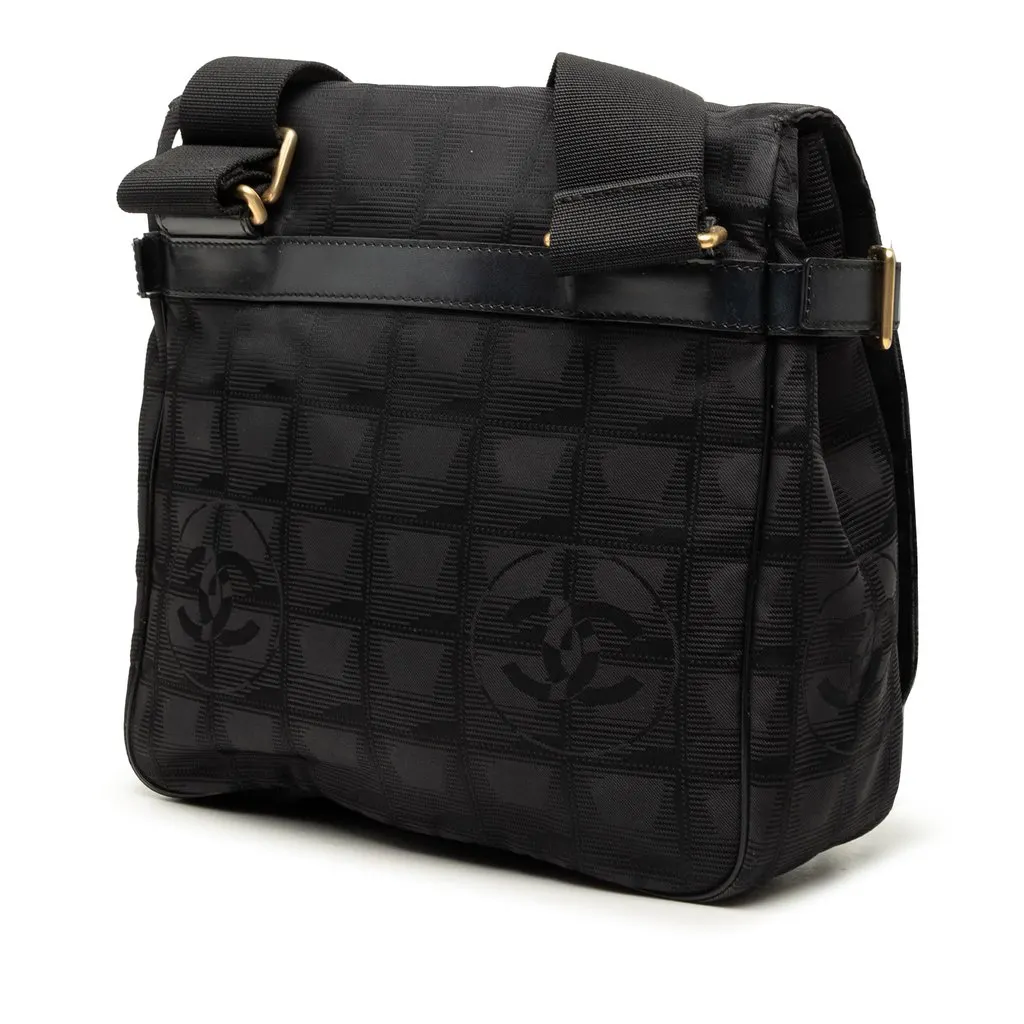 Chanel New Travel Line Nylon Messenger Bag Black Very good - Back View