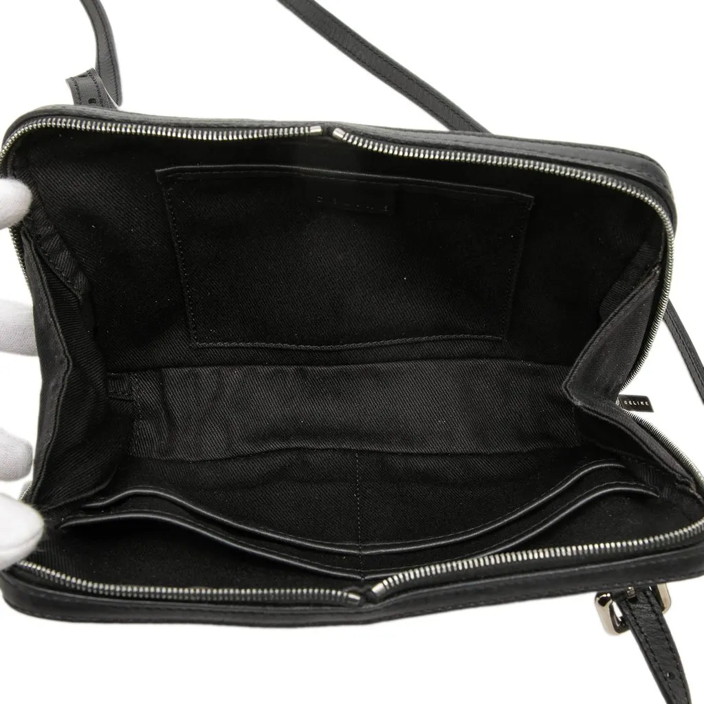 Celine Leather Trimmed Macadam Canvas Messenger Bag Black Very good - Model View