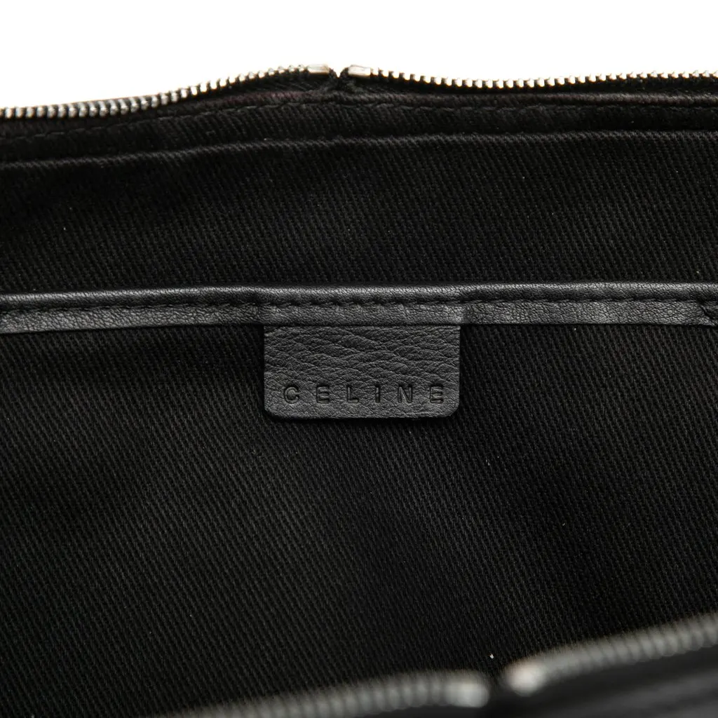 Celine Leather Trimmed Macadam Canvas Messenger Bag Black Very good - Box View