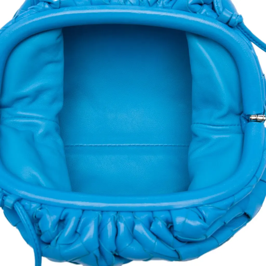Bottega Veneta Nappa Intrecciato The Mini Pouch Crossbody Blue Leather Very good - Model View