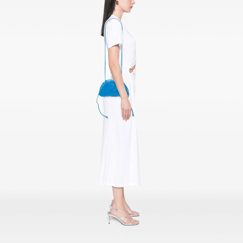 Bottega Veneta Nappa Intrecciato The Mini Pouch Crossbody Blue Leather Very good - Box View