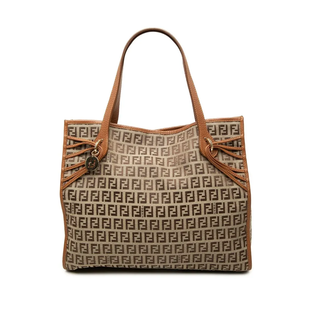 Fendi Zucchino Canvas Tote Beige Canvas Very good - Front View