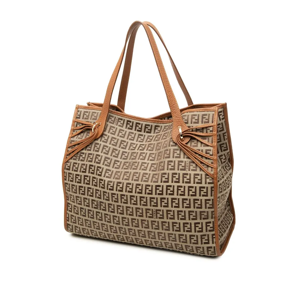 Fendi Zucchino Canvas Tote Beige Canvas Very good - Back View