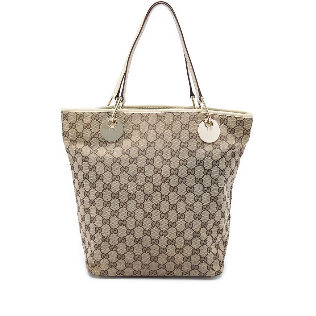 Gucci Large GG Canvas Eclipse Tote Beige Canvas Very good - Front View