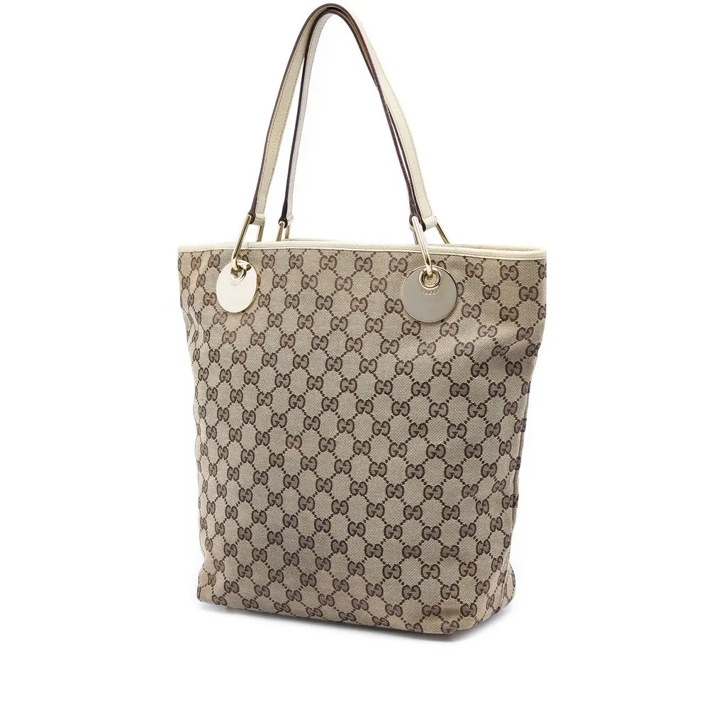 Gucci Large GG Canvas Eclipse Tote Beige Canvas Very good - Back View