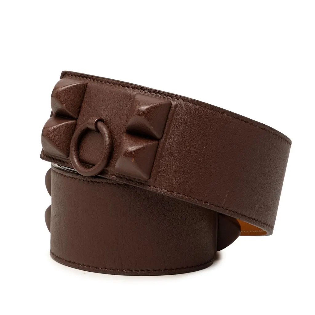 Hermès Chevre Mysore Collier de Chien Shadow Belt S Brown Leather Very good - Back View