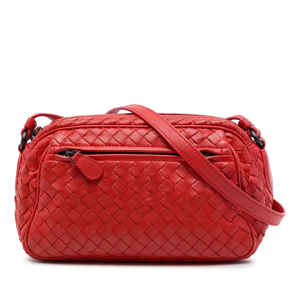 Bottega Veneta Nappa Intrecciato Crossbody Red Leather Very good - Front View