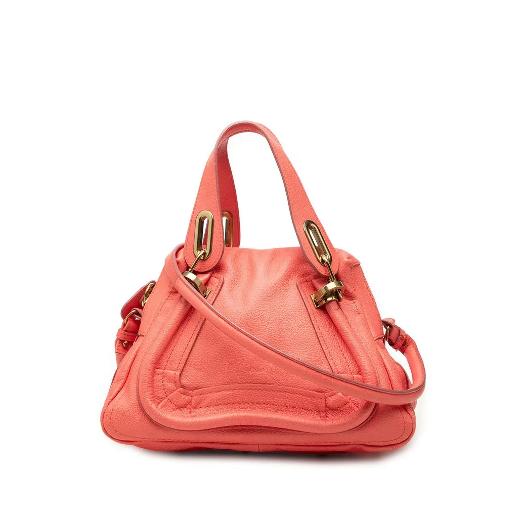 Chloé Small Leather Paraty Satchel Orange Leather Very good - Front View