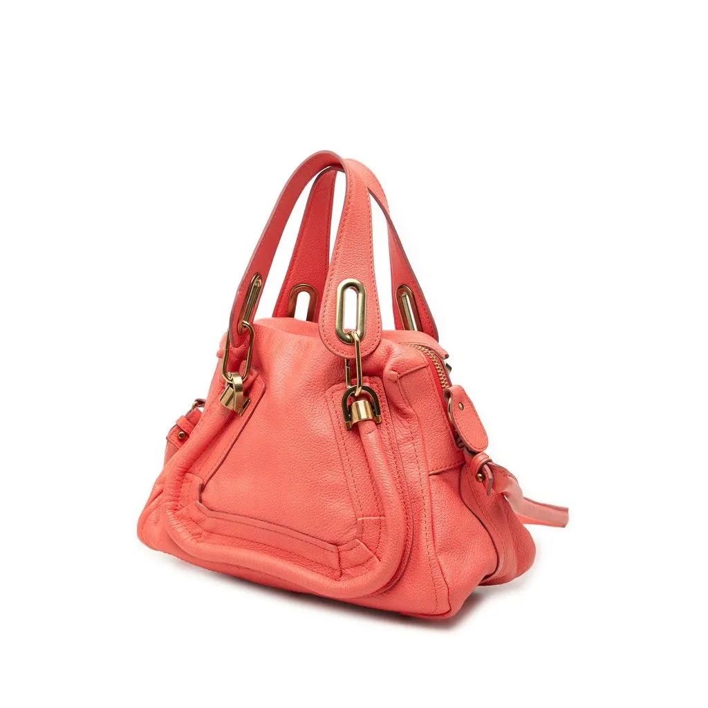 Chloé Small Leather Paraty Satchel Orange Leather Very good - Back View