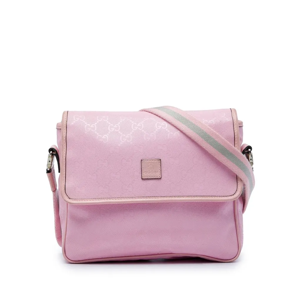 Gucci Kids GG Imprime Web Messenger Bag Pink Canvas Very good - Front View