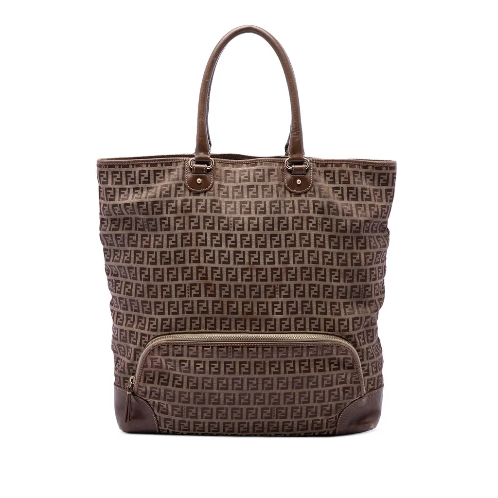 Fendi Zucchino Canvas Chef Shopping Tote Brown Very good - Front View