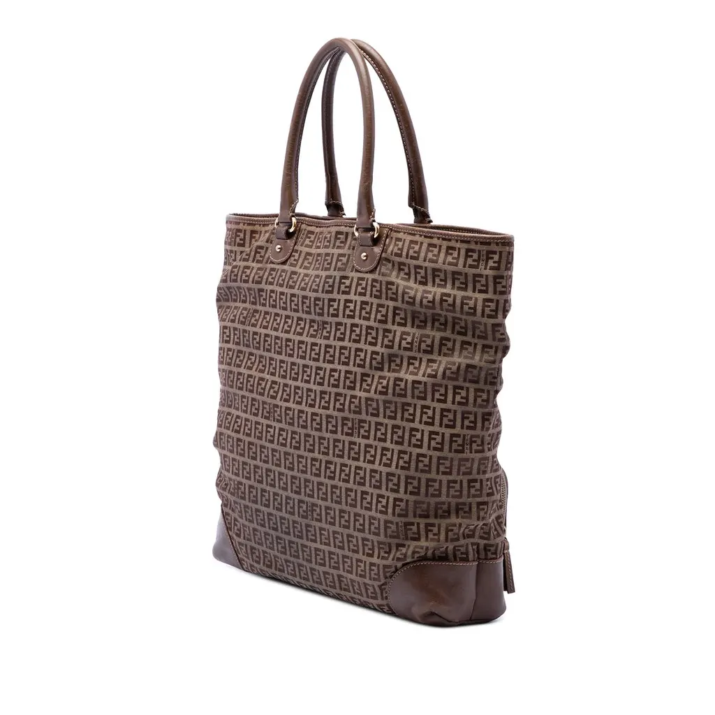 Fendi Zucchino Canvas Chef Shopping Tote Brown Very good - Back View