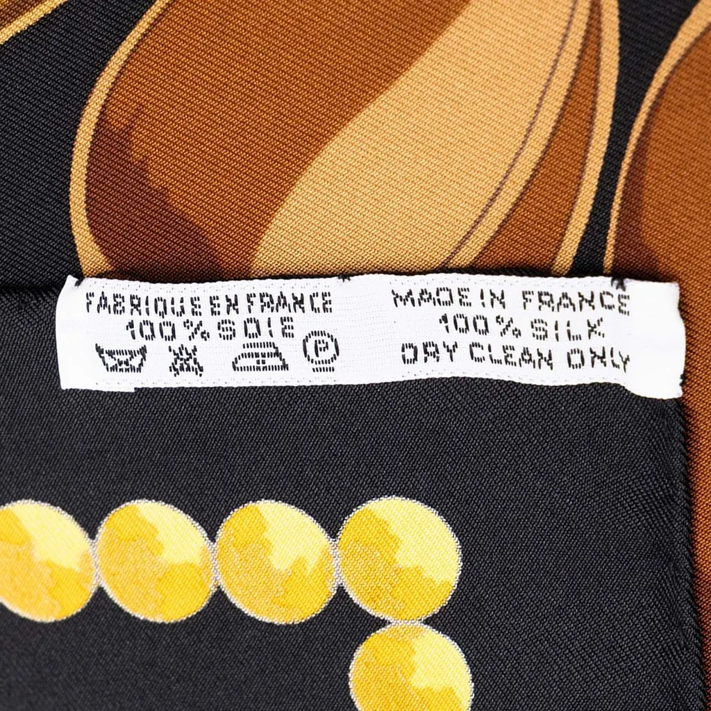 Hermès Cuillers d Afrique Silk Scarf 90 Black Silk Very good - Back View