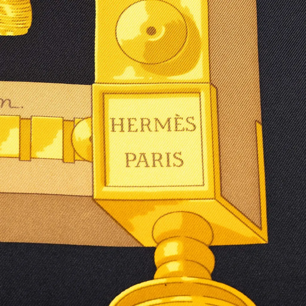 Hermès Cuillers d Afrique Silk Scarf 90 Black Silk Very good - Inside View