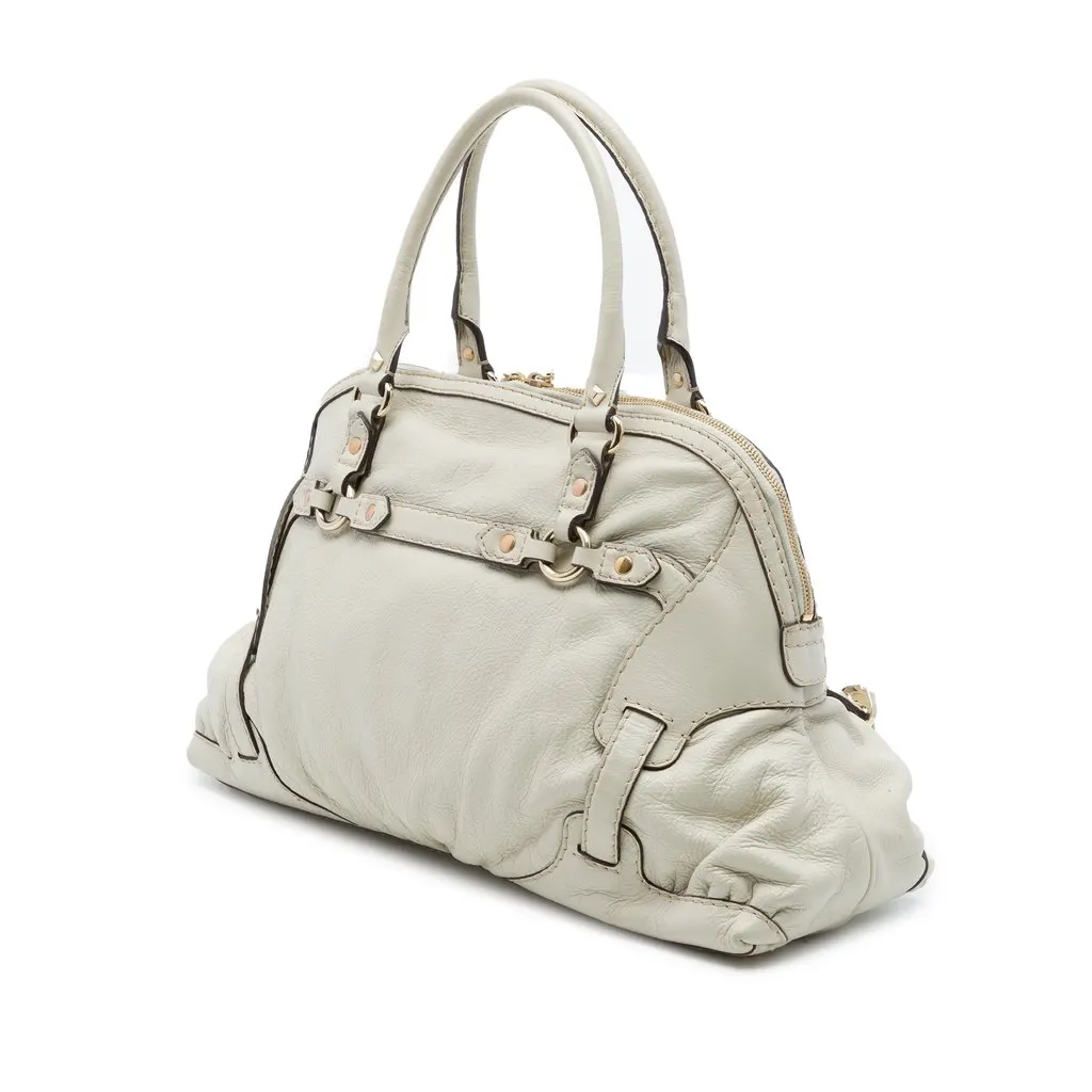 Gucci Medium Calfskin Horsebit Nail Handbag White Leather Good - Back View