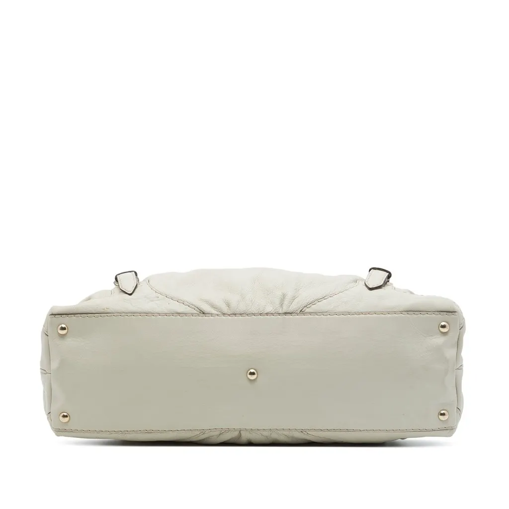 Gucci Medium Calfskin Horsebit Nail Handbag White Leather Good - Inside View