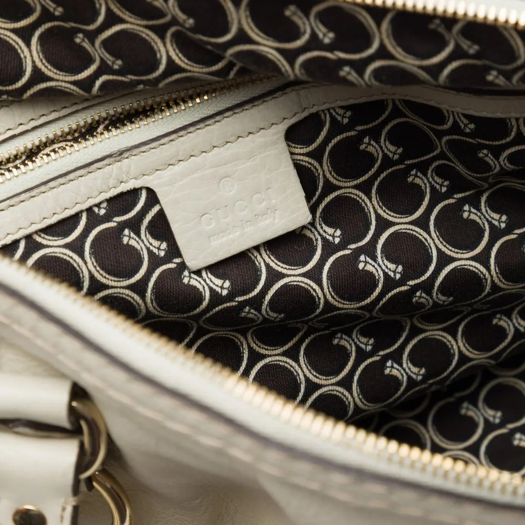Gucci Medium Calfskin Horsebit Nail Handbag White Leather Good - Box View
