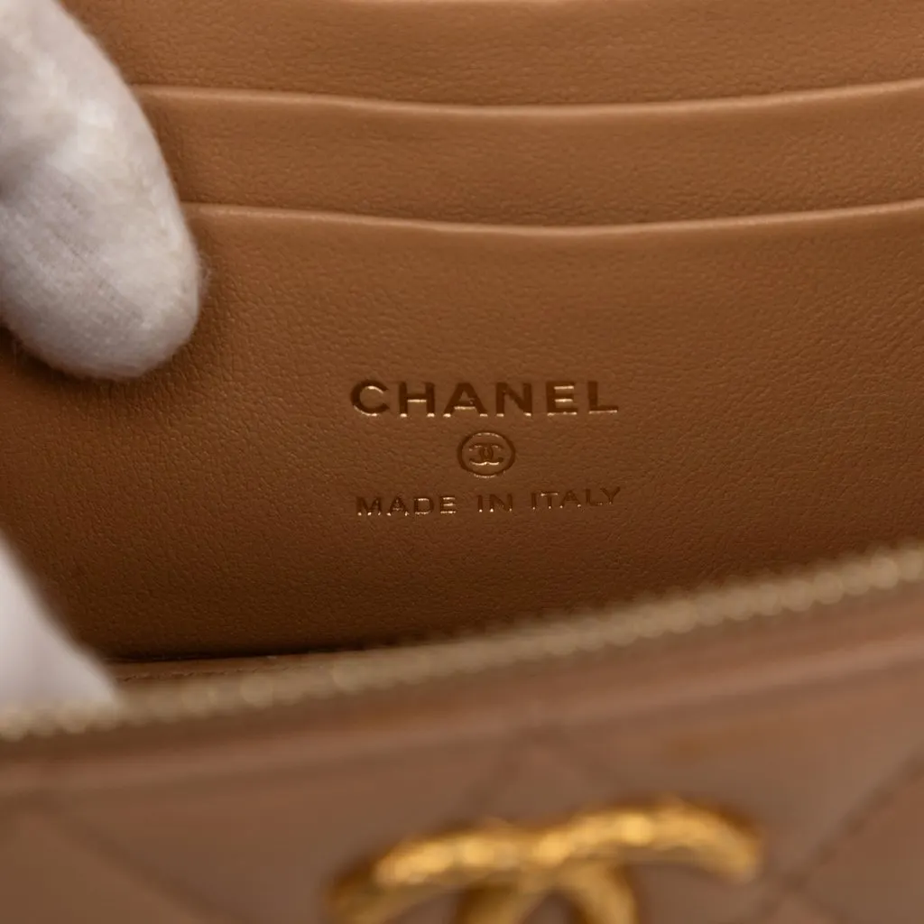Chanel Small Quilted Lambskin Pillow Crush Vanity Case with Chain Brown Leather Very good - Box View