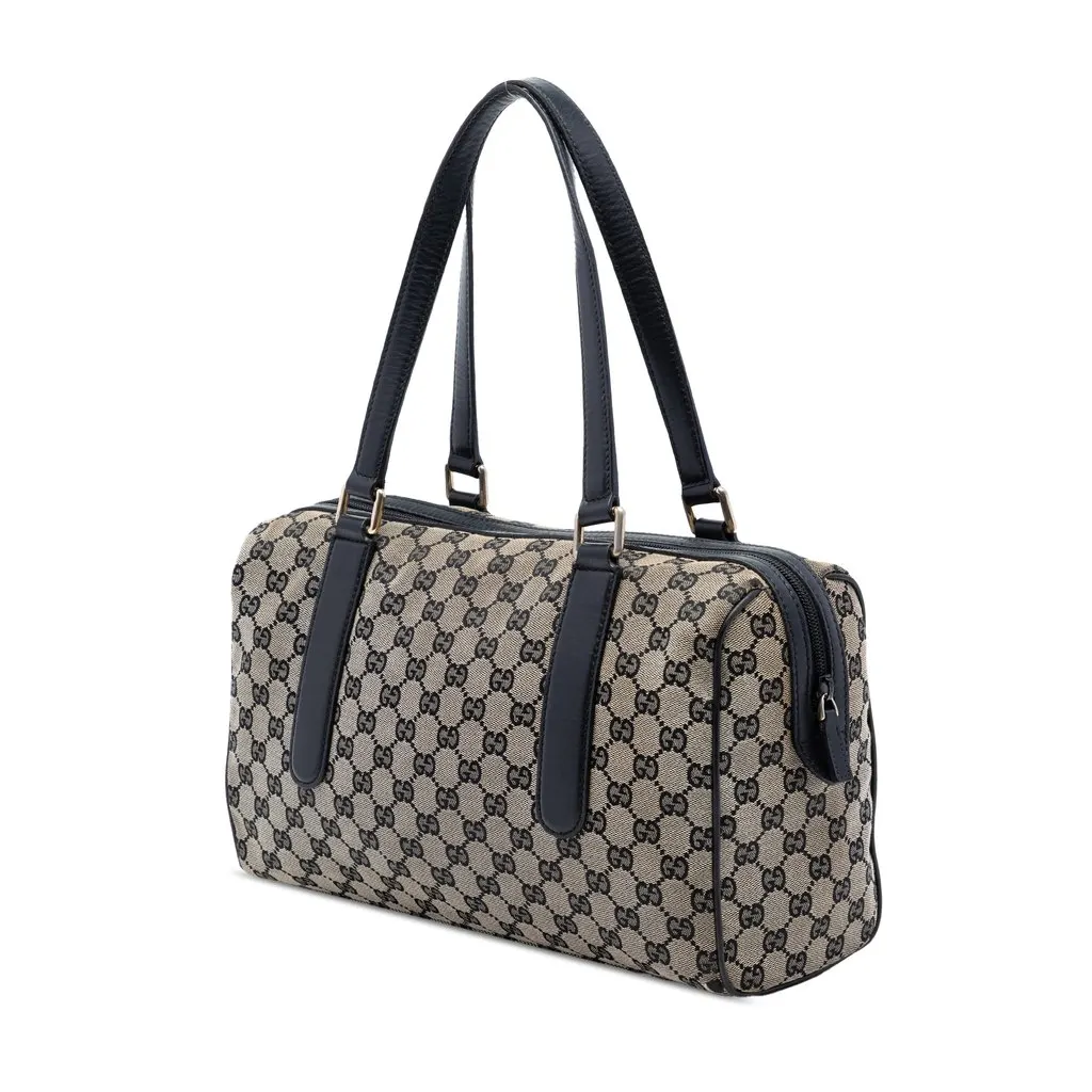 Gucci GG Canvas Boston Bag Beige Canvas Good - Back View