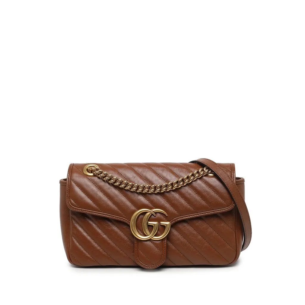 Gucci Medium GG Marmont Matelasse Diagonal Calfskin Shoulder Bag