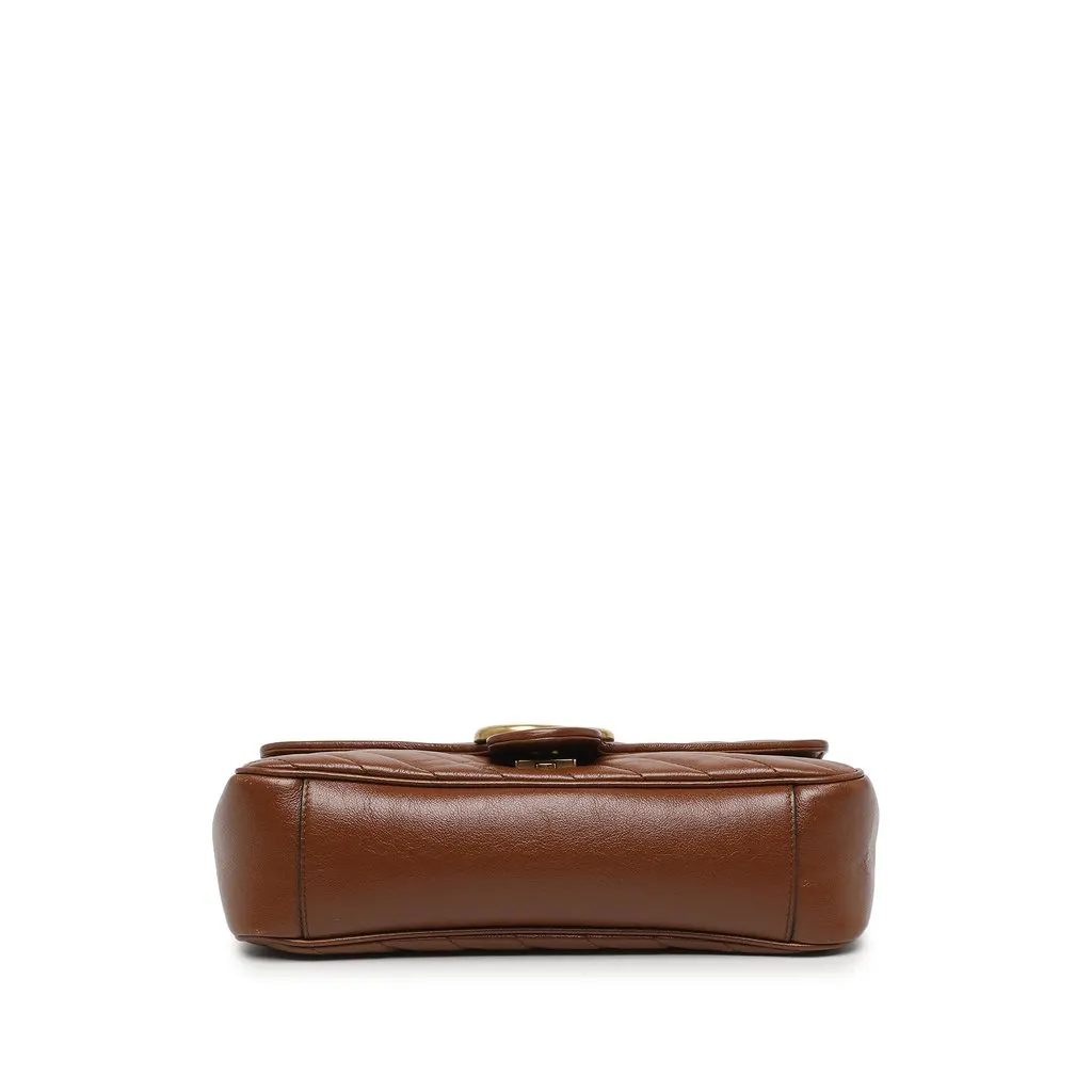 Gucci Medium GG Marmont Matelasse Diagonal Calfskin Shoulder Bag Brown Leather Very good - Inside View